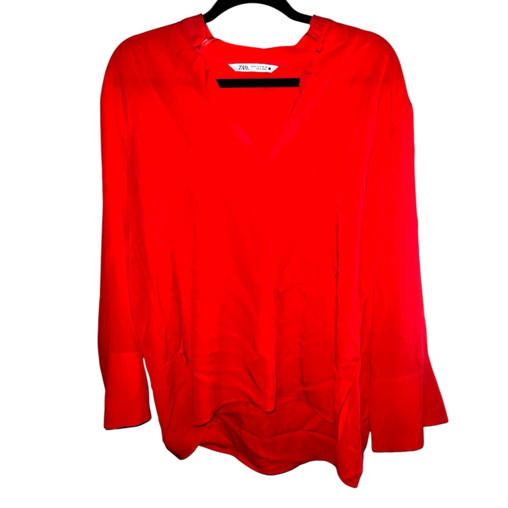 𝐙𝐀𝐑𝐀 | RED LONG SLEEVE TOP - Picture 2 of 10